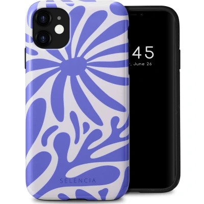 Afbeelding van Selencia Hoesje Geschikt voor iPhone 11 Vivid Backcover Modern Bloom Sapphire Blue