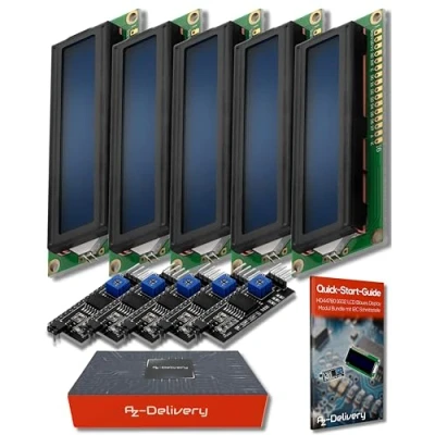 Afbeelding van AZDelivery 3 x HD44780 1602 LCD Module Display Bundel met I2C interface 2x16 Karakters compatibel Arduino Inclusief E Book! (met Blauwe Achtergrond)