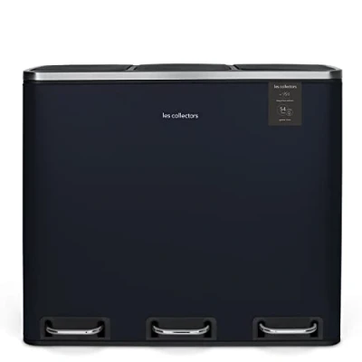 Image de Les Collectors Poubelle de Tri à pédale N986 Capacité 54 L, 3 compartiments 18L, Résistante, Cuisine, Seaux Amovibles, Recyclage, sélectif, Fermeture Couvercle silencieuse, Bleu nuit