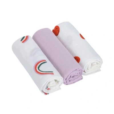 Image de LÄSSIG Bébé Couverture de puériculture Drap Lot 3 en coton 60 x cm/Swaddle &amp; Burp Blanket M Happy Rascals lavender