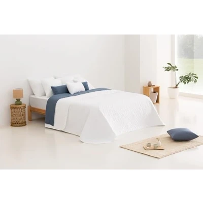 Afbeelding van Todocama Etoile Dunne sprei met sterrenmotief voor lente, zomer, herfst en winter, 100% extra zachte microvezel, multifunctioneel, bed 105 200 x 260 cm, wit