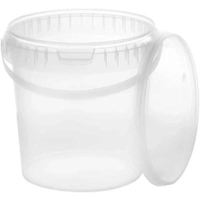 Afbeelding van emmer met deksel 20x1 liter Transparant Voedselveilig, stabiel, luchtdicht Kunststof handvat
