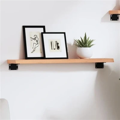 Afbeelding van Wandschap 60x10x2 cm behandeld massief eikenhout lichtbruin