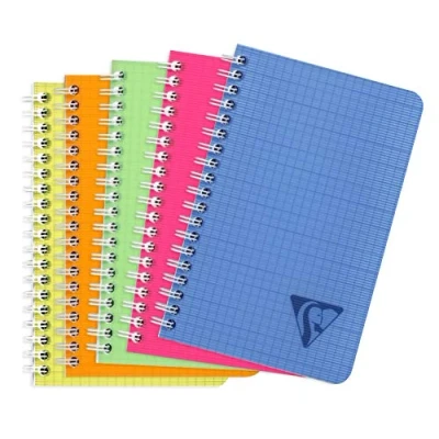 Afbeelding van Clairefontaine 328535C Collection Linicolor Fresh notitieboek, spiraalbinding, 11 x 17 cm, 100 pagina&#039;s, kleine ruitjes, wit papier, 90 g, omslag van polypropyleen, transparant, willekeurige kleurkeuze