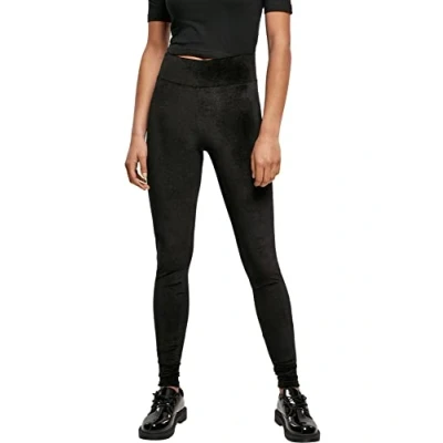Afbeelding van Urban Classics Ladies HIGH Waist Velvet Leggings Legging, Dames, Maat: 5XL, Black