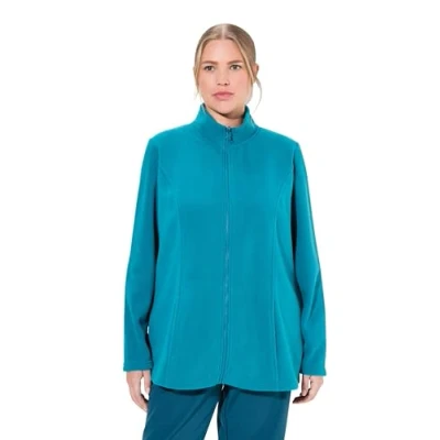 Image de Ulla Popken veste polaire pour femme, grandes tailles, grande taille, système modulaire, intérieure, col montant, bleu, 52