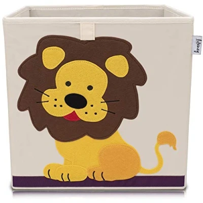 Afbeelding van Stoffen opbergdoos voor kinderen &quot;leeuw&quot; op lichte achtergrond, compatibel met Ikea Kallax Lifeney