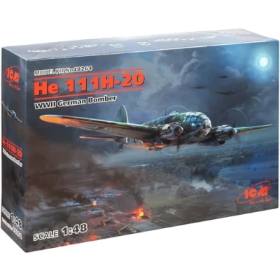Afbeelding van ICM ICM48264 1:48 He 111H 20, Duitse bomber WWII rood, Rood
