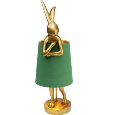 Afbeelding van Kare Design Tafellamp Dierenlamp Konijn goud/groen