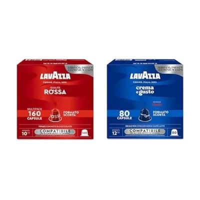 Image de Café Lavazza 240 Capsules compatibles Nespresso, mélanges assortis (Qualità Rossa, Crema&amp;Gusto)