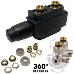Afbeelding van DRL Freestyle 50mm onderblok kit zwart draaibaar haaks/recht 15mm +