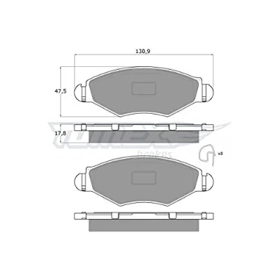 Afbeelding van TOMEX brakes TX 13 43 Remblokkenset Vooras Met akoestische slijtagewaarschuwing toebehoren PEUGEOT: 206 Hatchback, 206+ SW