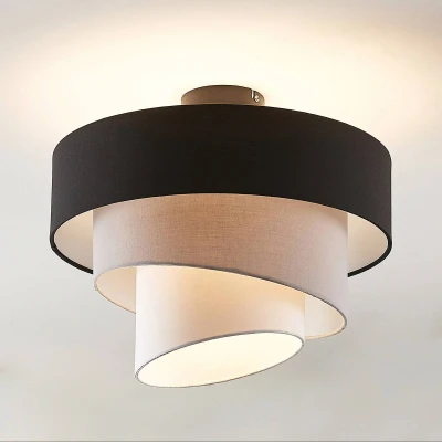 Afbeelding van Lindby Coria plafondlamp, zwart en grijs