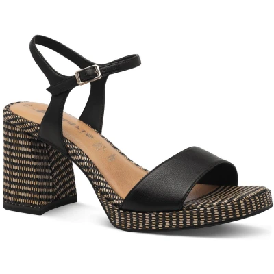 Afbeelding van Tamaris Sandalen met hoge hak, Dames, Maat: 36, Black comb Kunststof