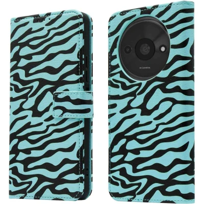 Afbeelding van iMoshion Hoesje Geschikt voor Xiaomi Redmi A3 Met Pasjeshouder Design Bookcase smartphone Meerkleurig / Black Blue Stripes