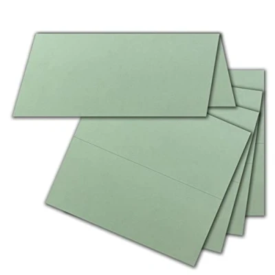 Afbeelding van FarbenFroh by GUSTAV NEUSER 75 stuks eucalyptus tafelkaarten (groen) 4,5 x 10 cm blanco dubbele kaarten als plaatskaarten en naamkaarten voor bruiloft feesten