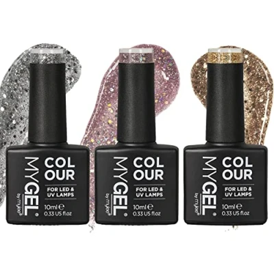 Afbeelding van MYLEE Gel nagellak, uv /ledlamp, 3 x 10 ml, nail art, manicure, pedicure, voor professioneel gebruik in schoonheidssalon of thuis, houdt lang en glanzend aan te brengen
