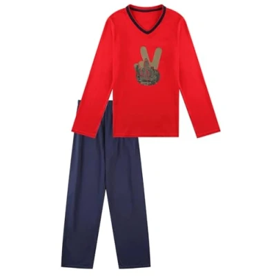 Afbeelding van In One Clothing pyjama lang jongens, Rood