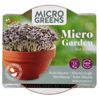 Afbeelding van Buzzy Microgreens Terracotta Schaal Rode Mizuna Groentezaden 1.5 g
