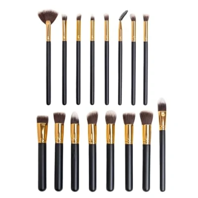 Afbeelding van Intirilife Make up kwastenset 16 delige synthetische kwastharen Professionele cosmetische kwasten voor poeder blush foundation oogschaduw lippen wenkbrauw borstels