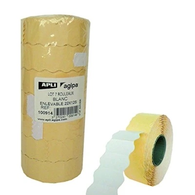Afbeelding van Apli 100914 rollen met 1500 etiketten, verwijderbaar, 22 x 12 mm, wit, 7 stuks