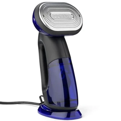Afbeelding van Conair 2 in 1 Handheld Kledingstomer en Strijkijzer GS108E Grote afneembare watertank van 250ml Snelle opwarmtijd 10 seconden Turbo ExtremeSteam technologie Zwart/Blauw.