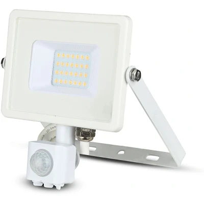 Afbeelding van V TAC VT 20 S W Draaibare LED Schijnwerpers met PIR Sensor Samsung IP65 Wit 20W 1600 Lumen 6400K 5 Jaar