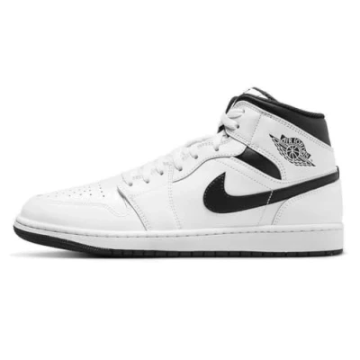 Afbeelding van Jordan AIR 1 MID Sneakers hoog, Heren, Maat: 45, White/black Leer en imitatieleer