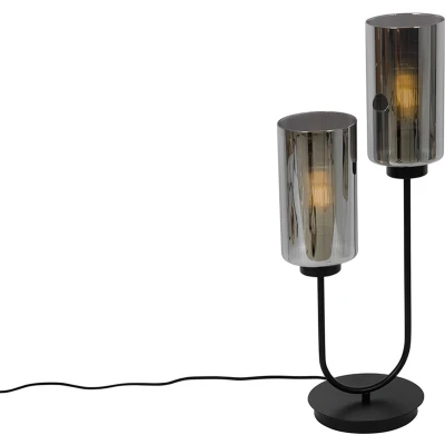 Afbeelding van QAZQA laura Art Deco Tafellamp 2 lichts H 64 cm Grijs Woonkamer Slaapkamer Keuken