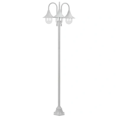 Afbeelding van Paalverlichting tuin E27 220 cm aluminium wit 3 delig