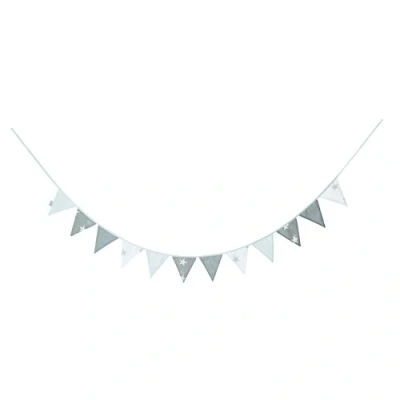 Afbeelding van roba Slinger van stof &quot;Little Stars&quot; 12 driehoekige vlaggen lengte 2 m decoratie voor baby en kinderkamer grijs