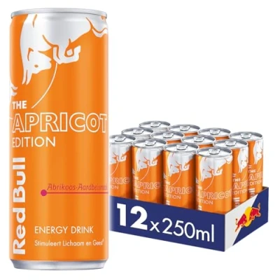 Image de Red Bull Energy Drink Summer Edition, Abricot Fraise, Pack 12 x 250ml I Boisson énergétique avec Fruité et Saveur de Terre Stimule Corps Esprit