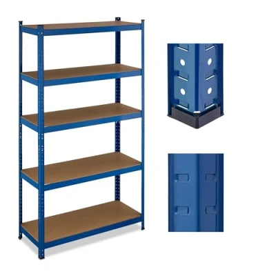 Afbeelding van Relaxdays Rek voor zware lasten, 5 niveaus, 180 x 100 40 cm (h b d), tot 500 kg, van staal, kelderrek, garagerek, blauw