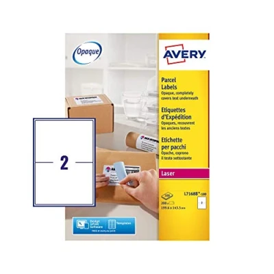 Afbeelding van Avery L7168B 100 BlockOut zelfklevende etiketten QuickPeel, ft 199,6 x 143,5 mm (b h), 200 etiket