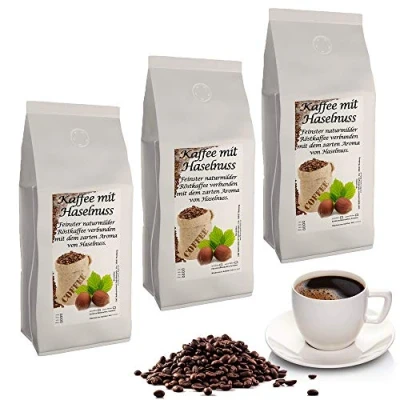 Afbeelding van Aromatische koffie, hazelnoot, 3 x 1000 g hele bonen