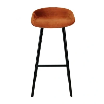 Afbeelding van Finn barkruk velvet 70 cm oranje