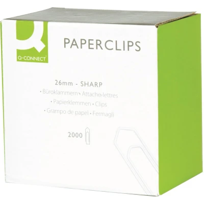 Afbeelding van Q CONNECT papierklemmen, 26 mm, doos van 2000 stuks papierklemmen