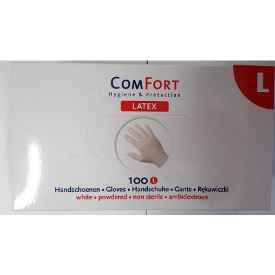 Afbeelding van Disposable latex handschoen wit doos à 100 large
