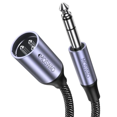 Afbeelding van MOSWAG mannelijke naar XLR kabel 6,35 mm (professioneel/hifi), 3 polige audiokabel, gevlochten, stekker, high performance gitaarkabel, voor luidspreker, versterker, console