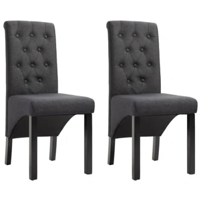Afbeelding van Eetkamerstoelen 2 st stof donkergrijs