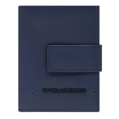 Afbeelding van PIQUADRO Leren Portemonnee Giles Pocket Trifold RFID Blue Donkerblauw