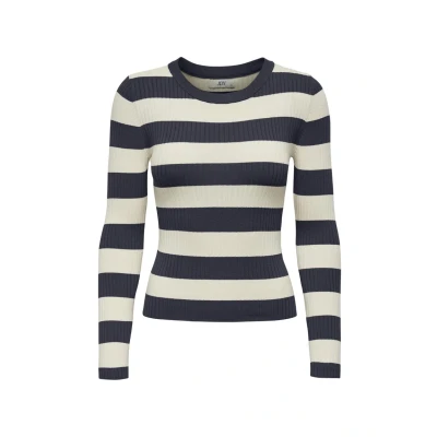 Afbeelding van JDY Oneck Stripe Trui, Dames, Maat: Small, Sky captain stripes:w eggnog stripes
