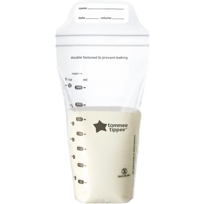 Afbeelding van Tommee Tippee Closer to Nature bewaarzakjes voor moedermelk vooraf gesteriliseerde veilige dubbele afsluiting eenmalig gebruik 350 ml 36 stuks