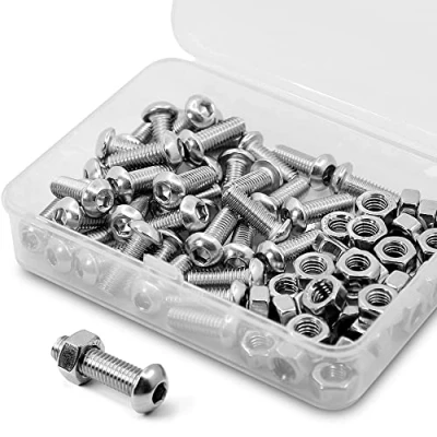 Afbeelding van 40 stuks M6 1,0 x 10 mm ronde kopbouten en kopmoeren van roestvrij staal 304