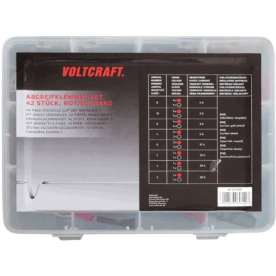 Afbeelding van VOLTCRAFT 1417395 Krokodillenklemmenset Zwart, Rood Lengte: 230 mm 42 stuk(s)