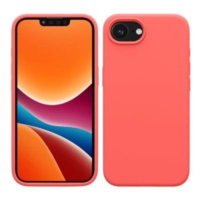 Afbeelding van kwmobile telefoonhoesje geschikt voor Apple iPhone 16e Hoesje met siliconen coating Smartphone case in neon koraal