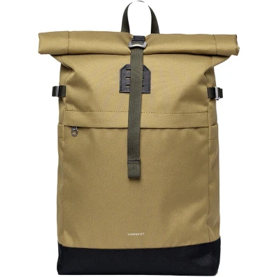 Afbeelding van Sandqvist Icon Rolltop Backpack M olive drab with black leather