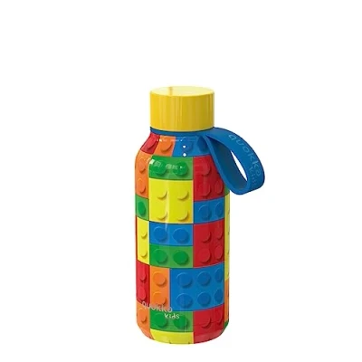 Afbeelding van Quokka Kids Solid met haak, kleur Bricks 330 ml, BPA vrije roestvrijstalen waterfles, dubbelwandige thermosfles, houdt kou en warmte voor kinderen volwassenen