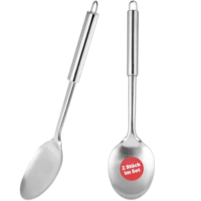 Afbeelding van KADAX Serveerlepel van roestvrij staal, grote saladelepel, 33 cm, soeplepel, voor rijst, aardappelen, met ovaal handvat, vaatwasmachinebestendig, lang, zilver
