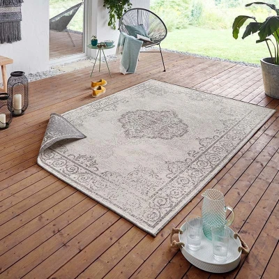 Afbeelding van Dubbelzijdig vloerkleed Triomphe Crème 80x150cm Grijs 123vloerkleed.nl is de online webshop voor vloerkleden en woonaccessoires.